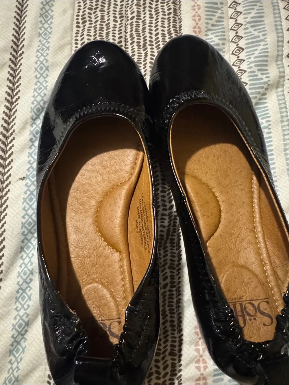 Söfft Black Patent Espadrille-Style Ballet Flats